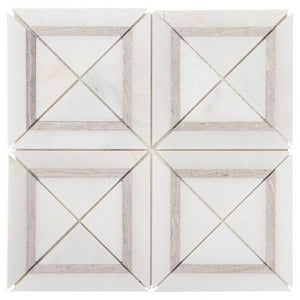 Carrara White Valentino White Framed Square Marble Mosaic